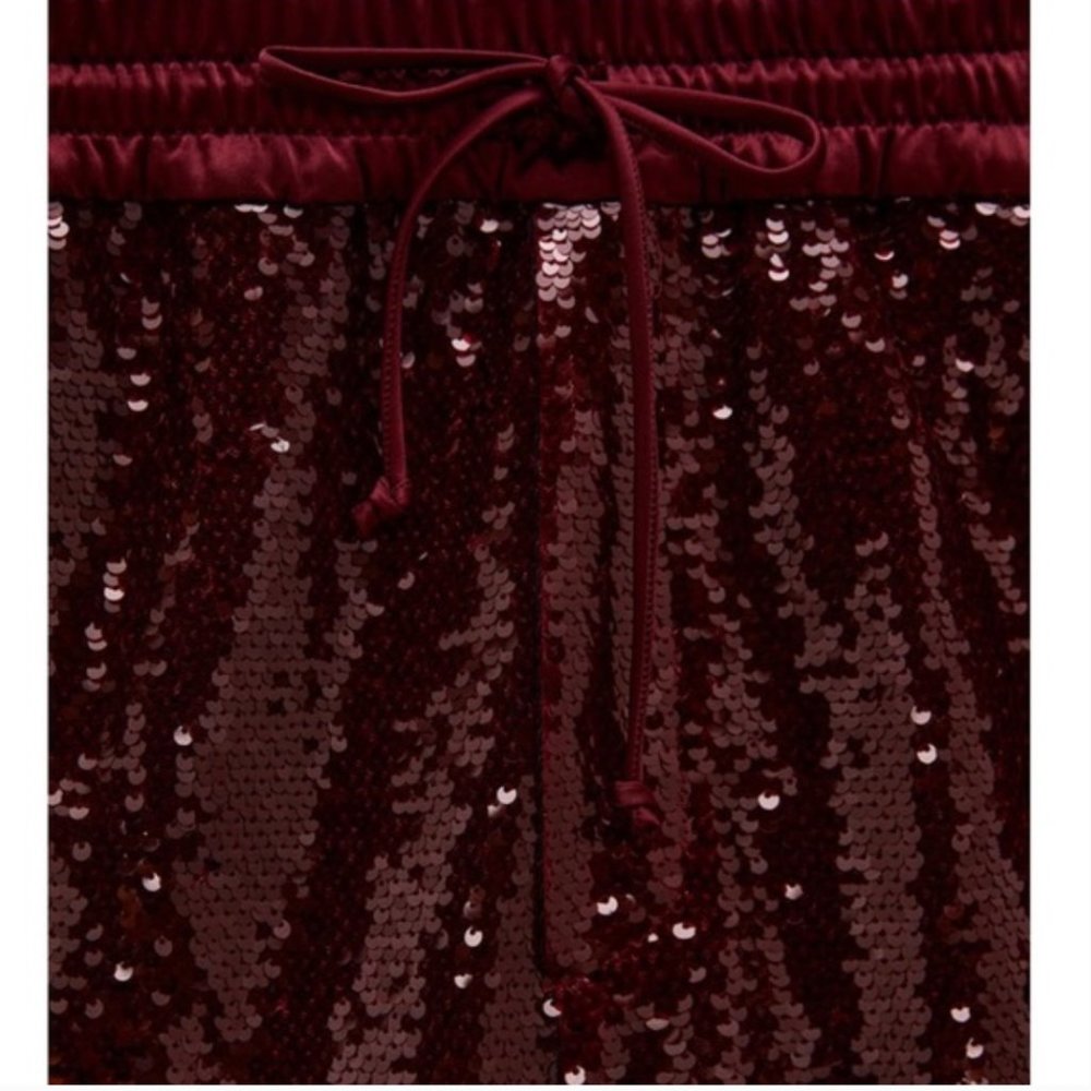 Zara High Waisted Sequin Shorts Burgundy Size XS - Picture 4 of 11